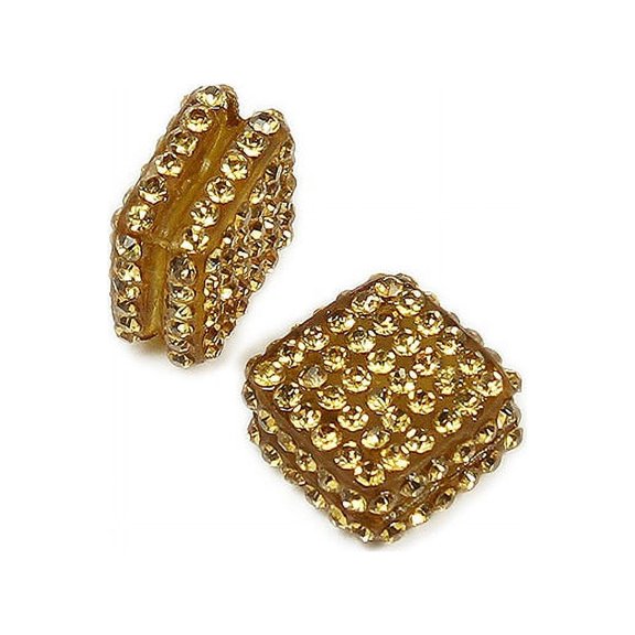 18x18mm Pack Of 2 Amber Yellow Cz Diamond Spacer Beads For Jewelry Making