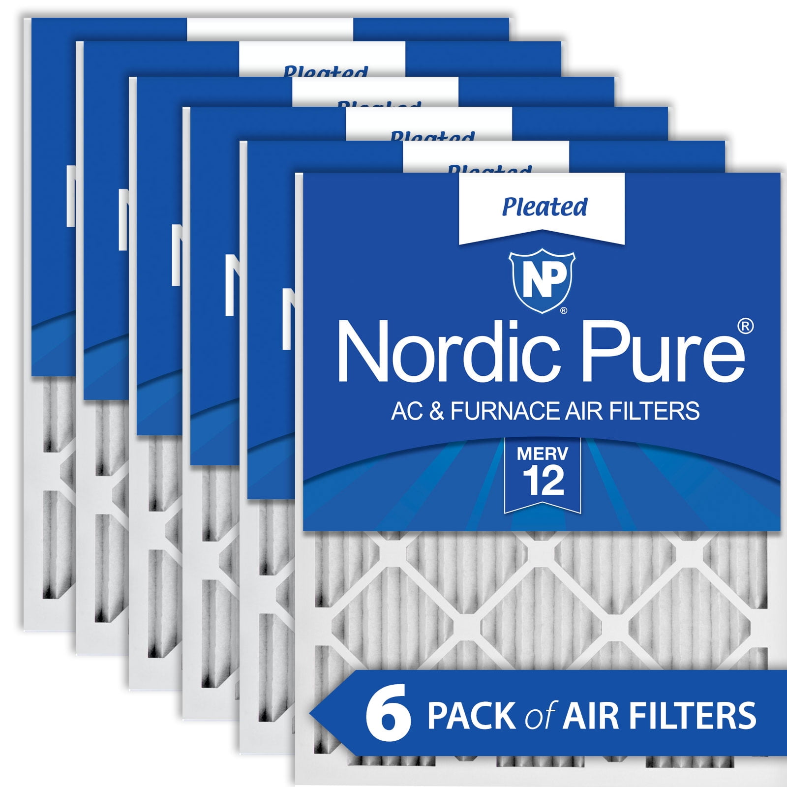 18x18x1 (17_3/4x17_3/4) Pleated MERV 12 Air Filters 6 Pack