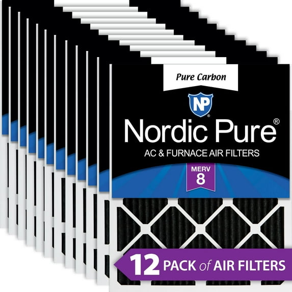18x18x1 (17_3/4x17_3/4) Pure Carbon Odor Reduction Furnace Air Filters 12 Pack