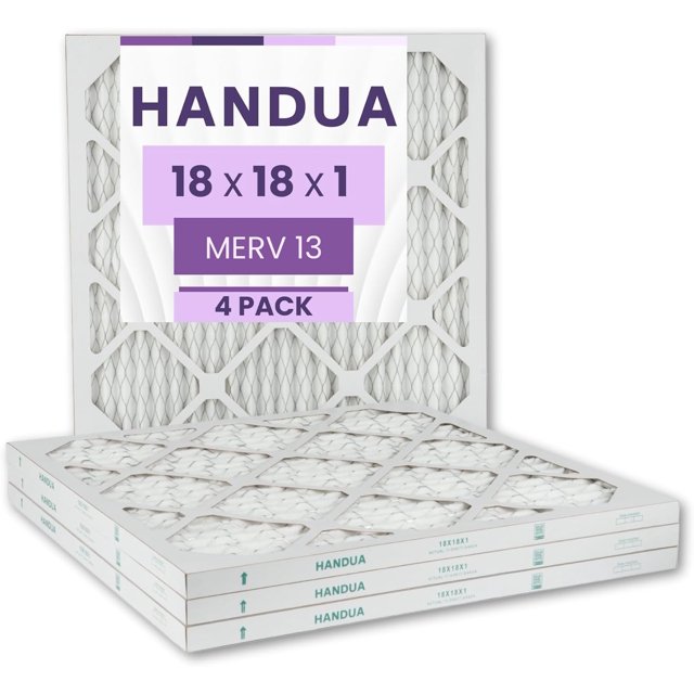 18x18x1 Air Filter MERV 13, Plated Furnace AC Air Replacement Filter, 4