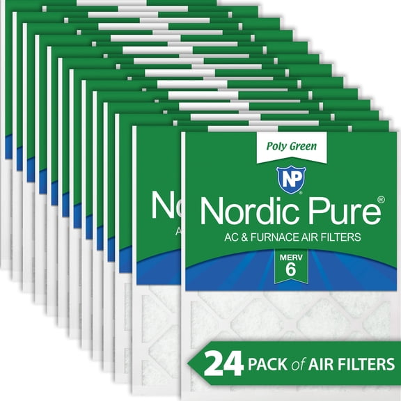 18x18x1 MERV 6 Poly Green AC Furnace Air Filter 24 Pack - Captures Dust/Pollen