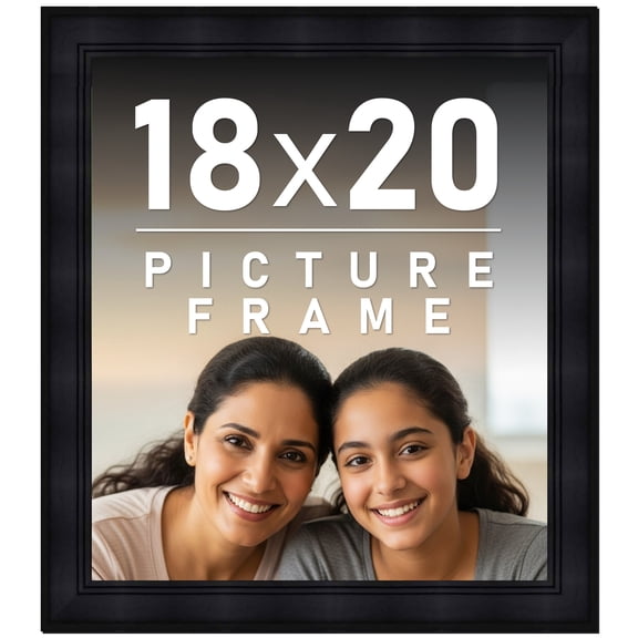 18x20 Frame Black Solid Wood Picture Frame - Complete Modern Photo Frame Includes UV Acrylic