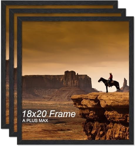 18x20 Picture Frame Set of 3, Black Engineered Wood Frame for 18 x 20 ...