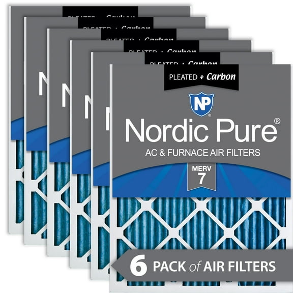 18x20x1 (17_1/2x19_1/2) Pleated Air Filters MERV 7 Plus Carbon 6 Pack