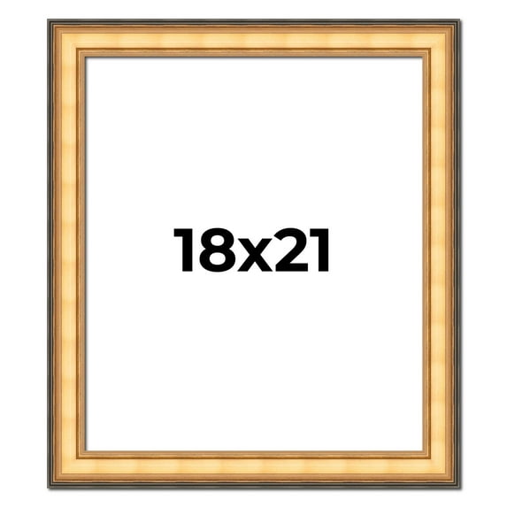 18x21 Frame Gold Plein Aire Solid Wood Picture Frame Width 2 Inches | Interior Frame Depth 0.5