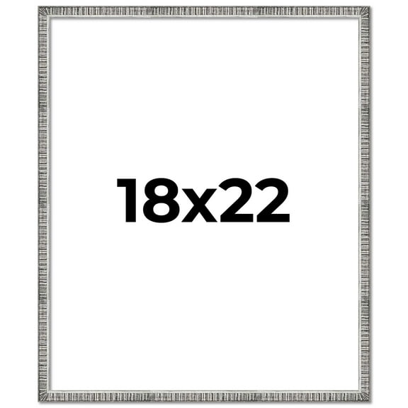 18x22 Frame Silver Grey Distressed Solid Wood Picture Frame | 0.75 Inch Moulding Width | Interior
