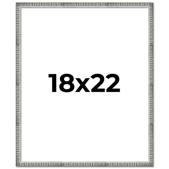 18x22 Frame Silver Grey Distressed Solid Wood Picture Frame | 0.75 Inch Moulding Width | Interior