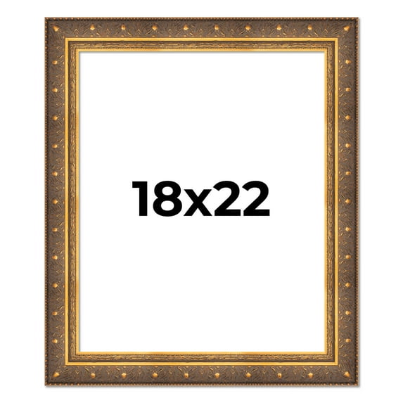 18x22 Frame Vintage Gold Solid Wood Picture Frame | 2.5 Inch Moulding Width | Ornate Bronze Museo