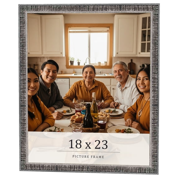 18x23 Frame Silver Grey Distressed Solid Wood Picture Frame | 0.75 Inch Moulding Width | Interior