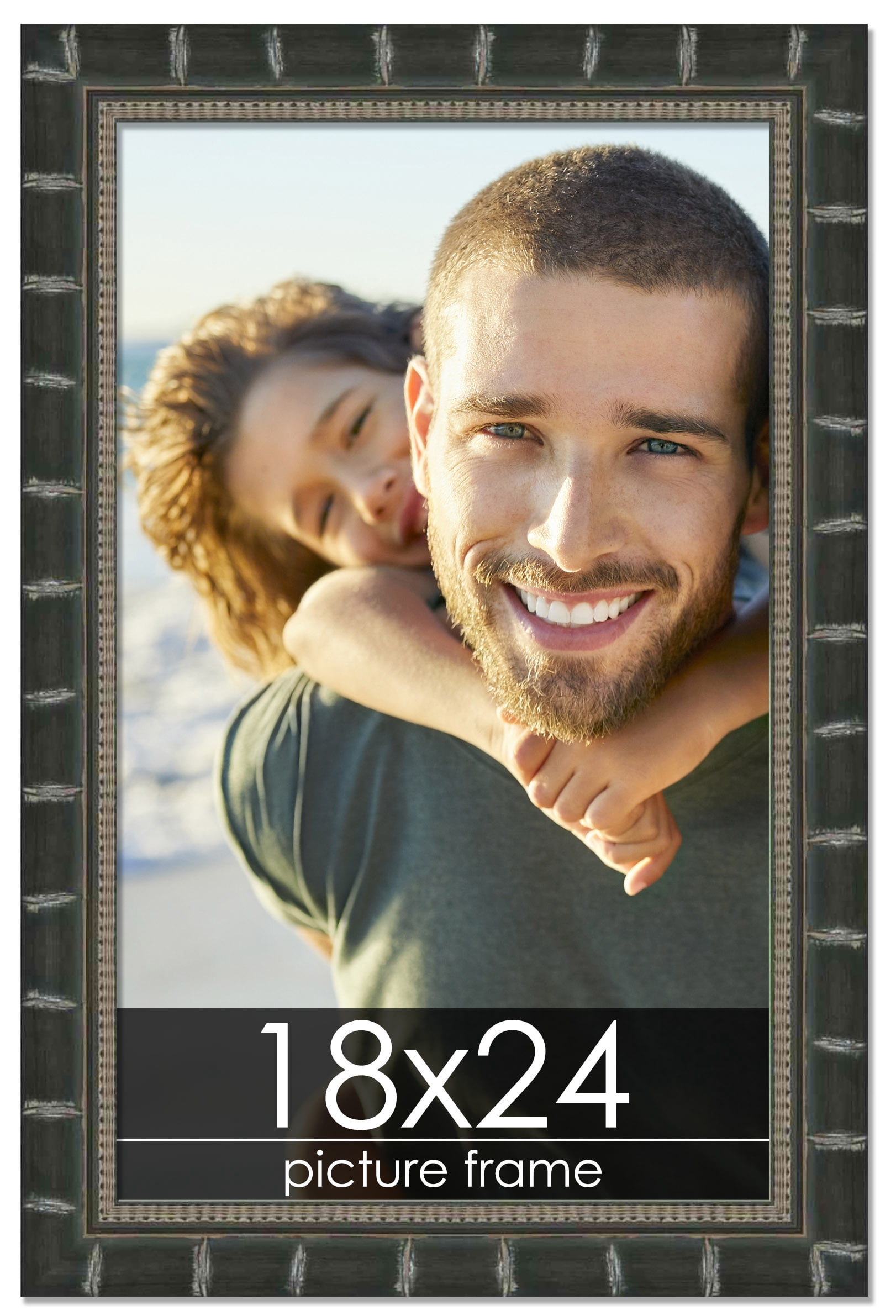 18x24 Bamboo Black Complete Wood Picture Frame with UV Acrylic, Foam Board Backing, & Hardware