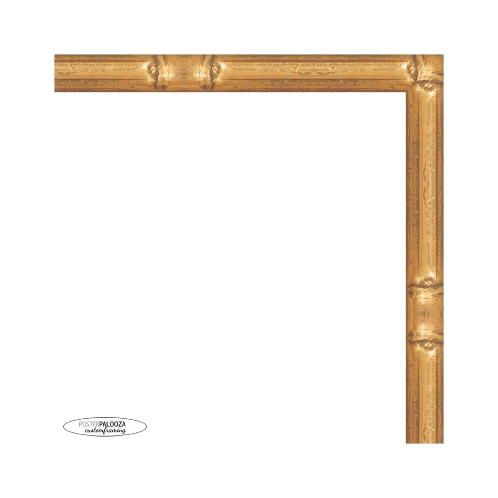 18x24 Gold Thin Bamboo Picture Frame - UV Acrylic, Foam Board Backing, Hanging Hardware
