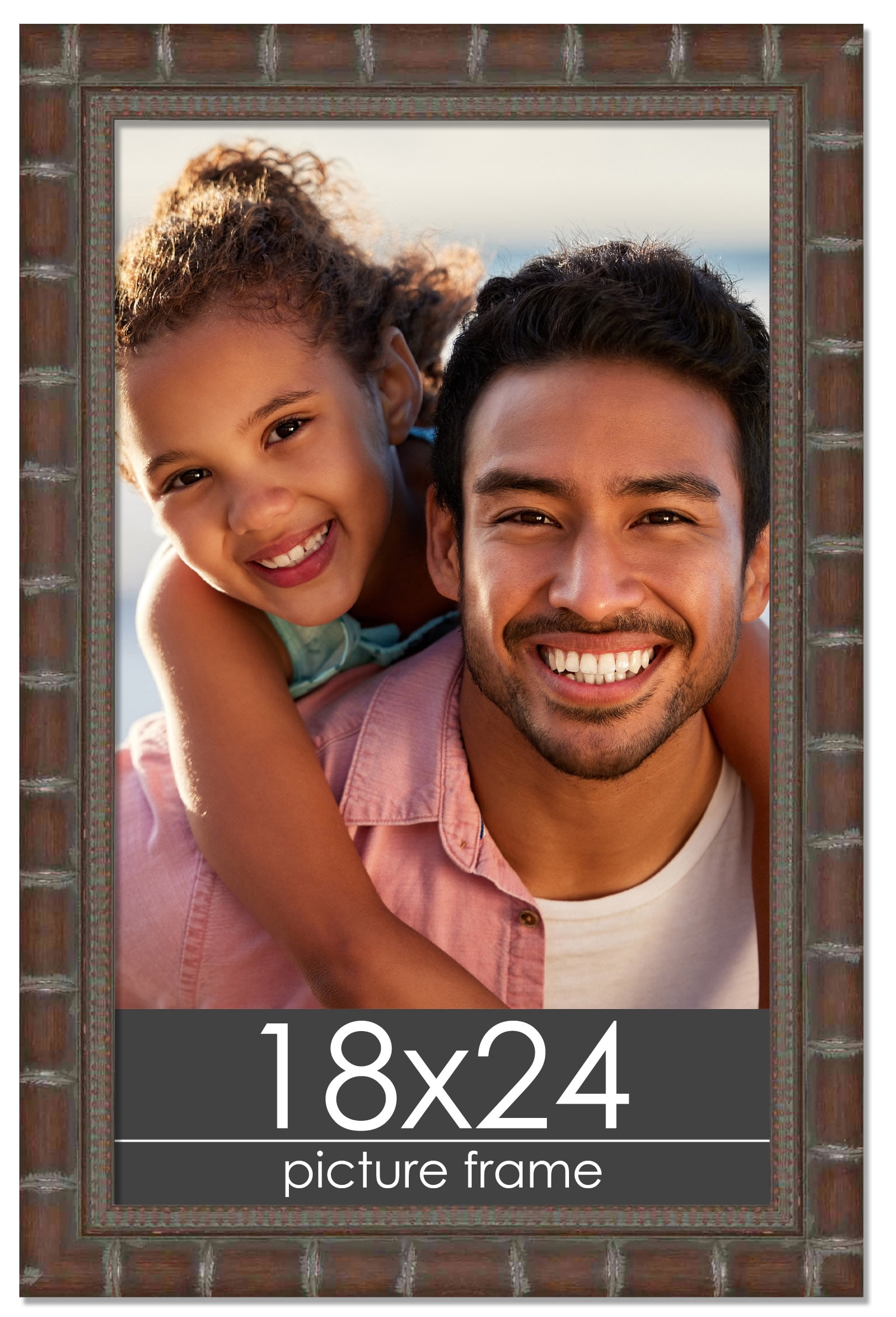 18x24 Brown Modern Bamboo Picture Frame - UV Acrylic, Foam Board Backing, Hanging Hardware