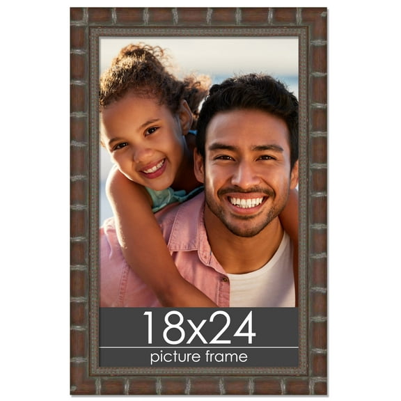 18x24 Brown Modern Bamboo Picture Frame - UV Acrylic, Foam Board Backing, Hanging Hardware