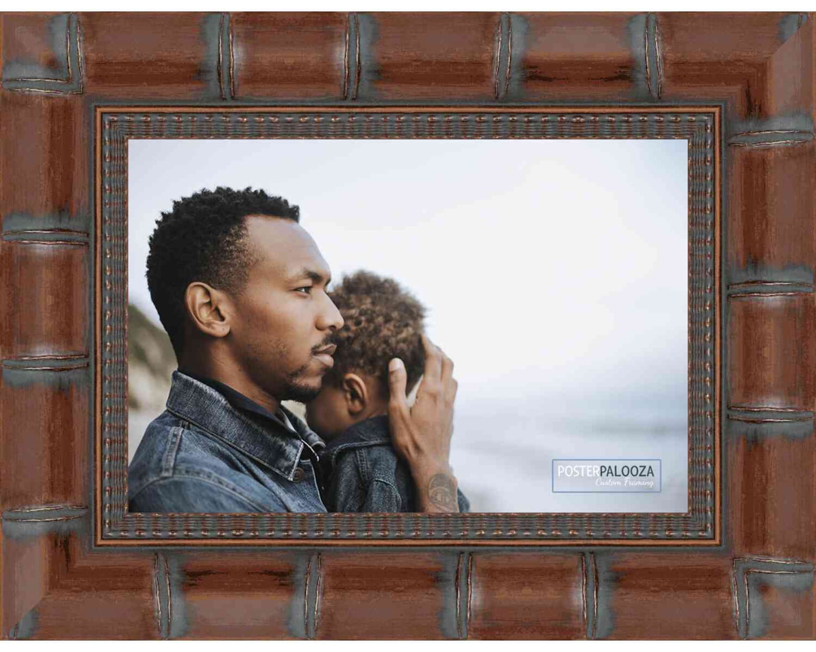 18x24 Brown Wide Bamboo Picture Frame - UV Acrylic, Foam Board Backing, Hanging Hardware