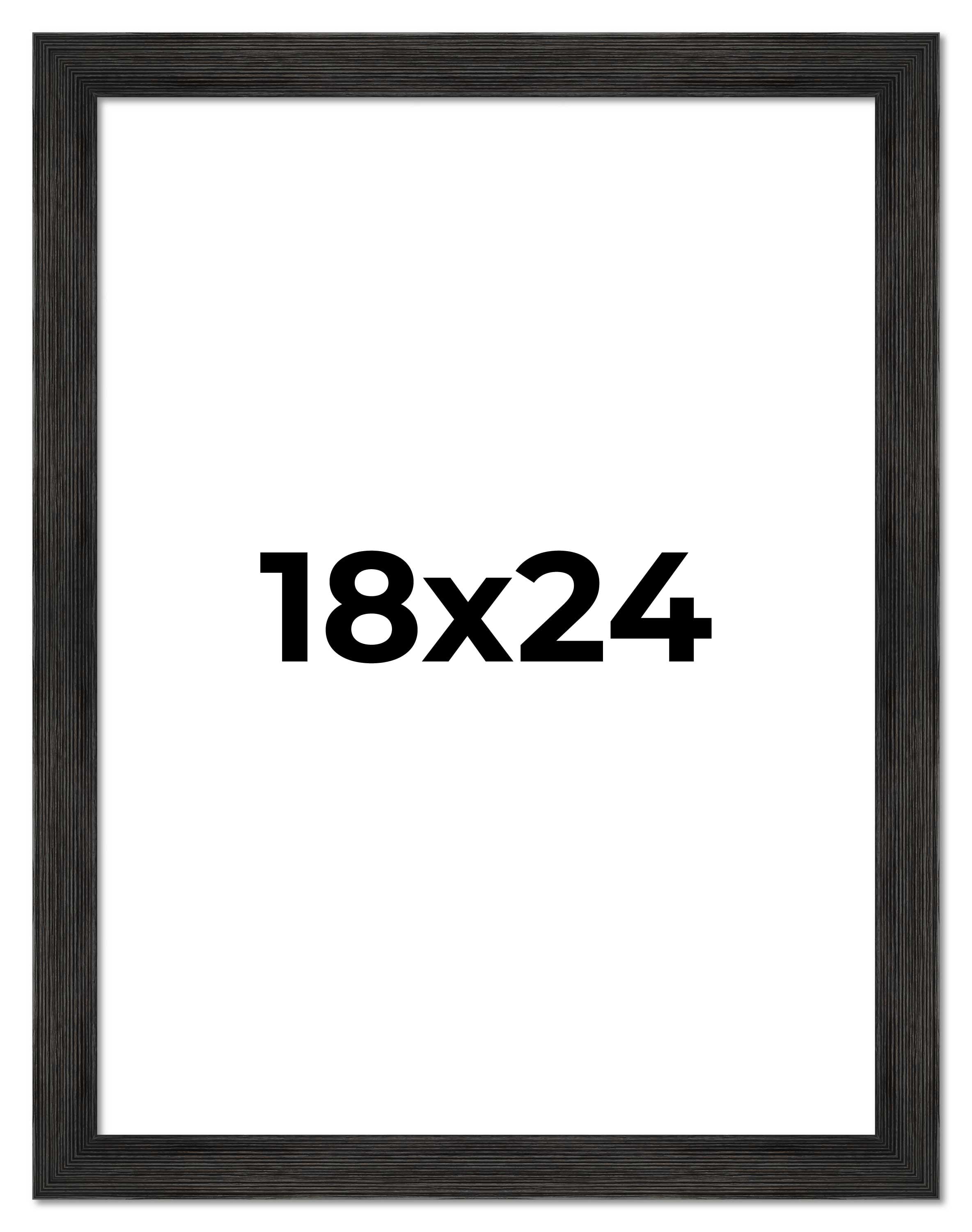 18x24 Black Rustic Wide Barnwood Picture Frame - UV Acrylic, Foam Board Backing, Hanging Hardware