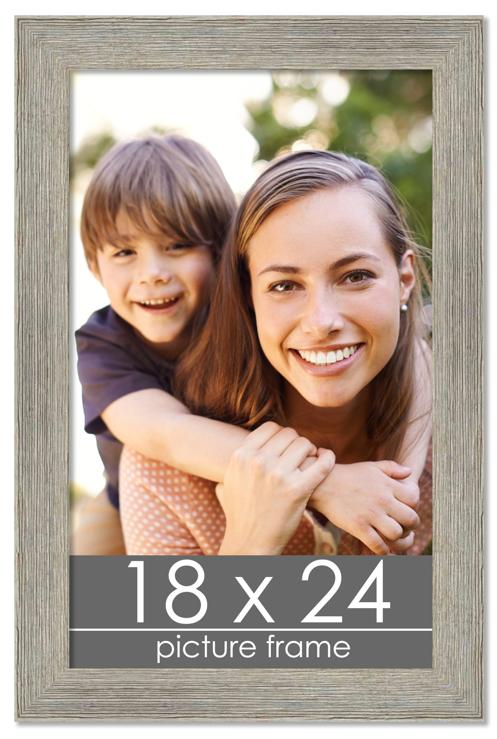 18x24 Grey Rustic Wide Barnwood Picture Frame - UV Acrylic, Foam Board Backing, Hanging Hardware