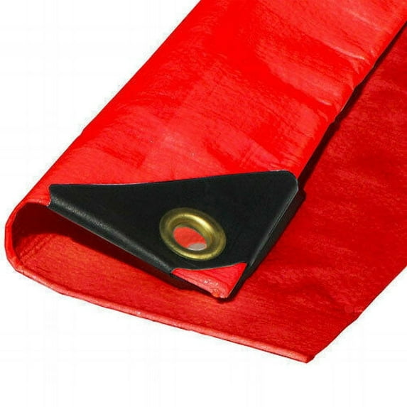 18x24 Extra Heavy Duty RED Tarp 3 Ply Reinforced Canopy 6 oz 12 Mil Canopy Tarp (Finished Size 17'.6 x 23'.6)