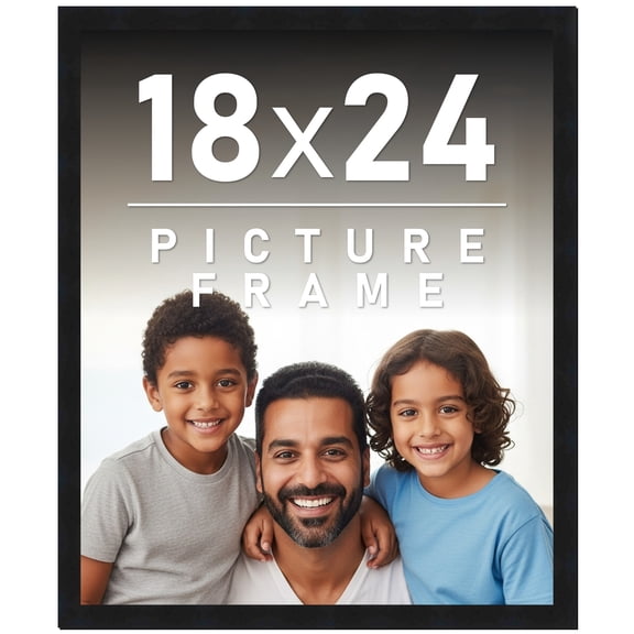 18x24 Frame Black Solid Wood Picture Frame | 0.75 Inch Moulding Width | Includes UV Acrylic