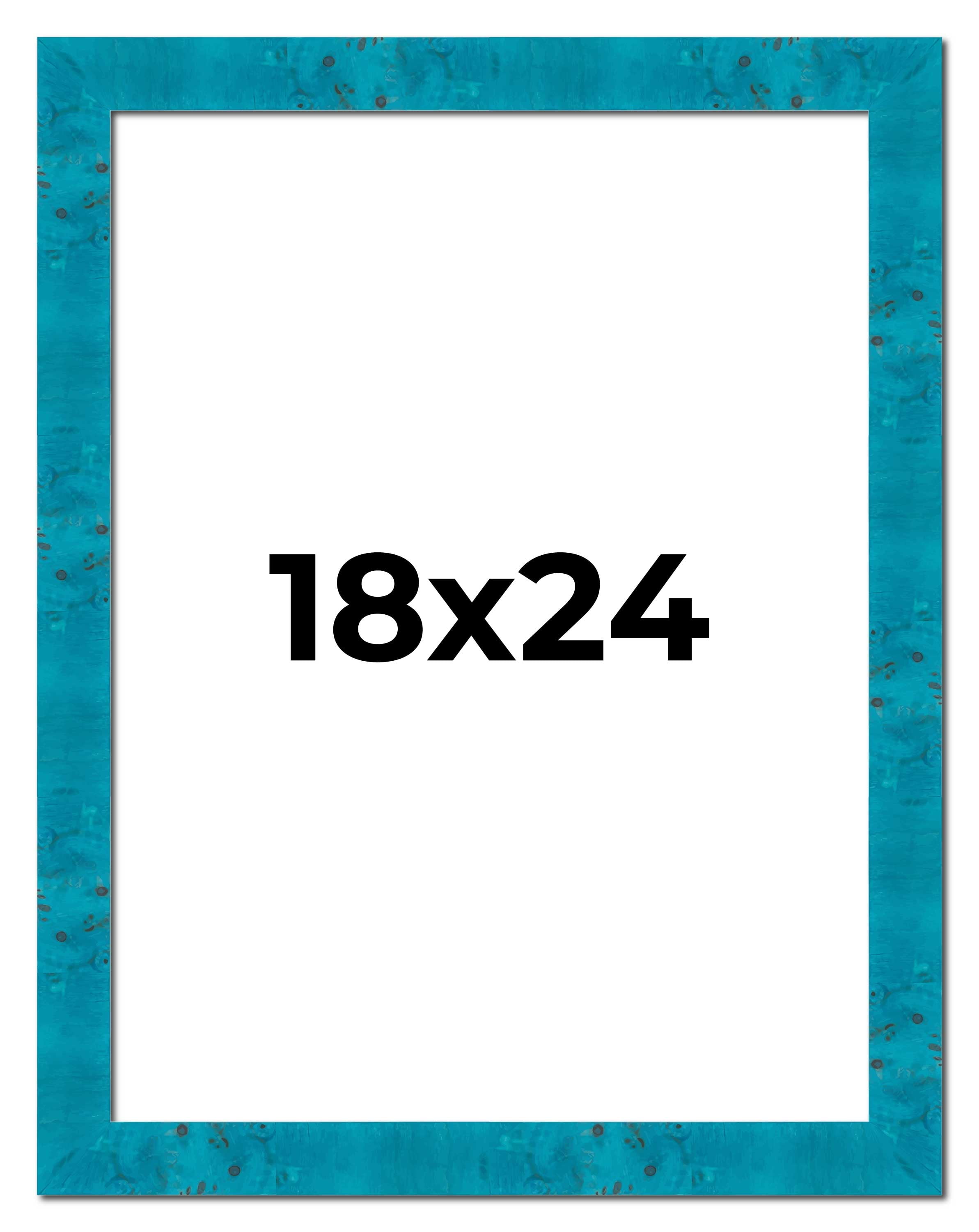 18x24 Frame Blue Teal Burl Wood Picture Frame | 1.75 Inch Moulding Width | Interior Frame Depth 0.5