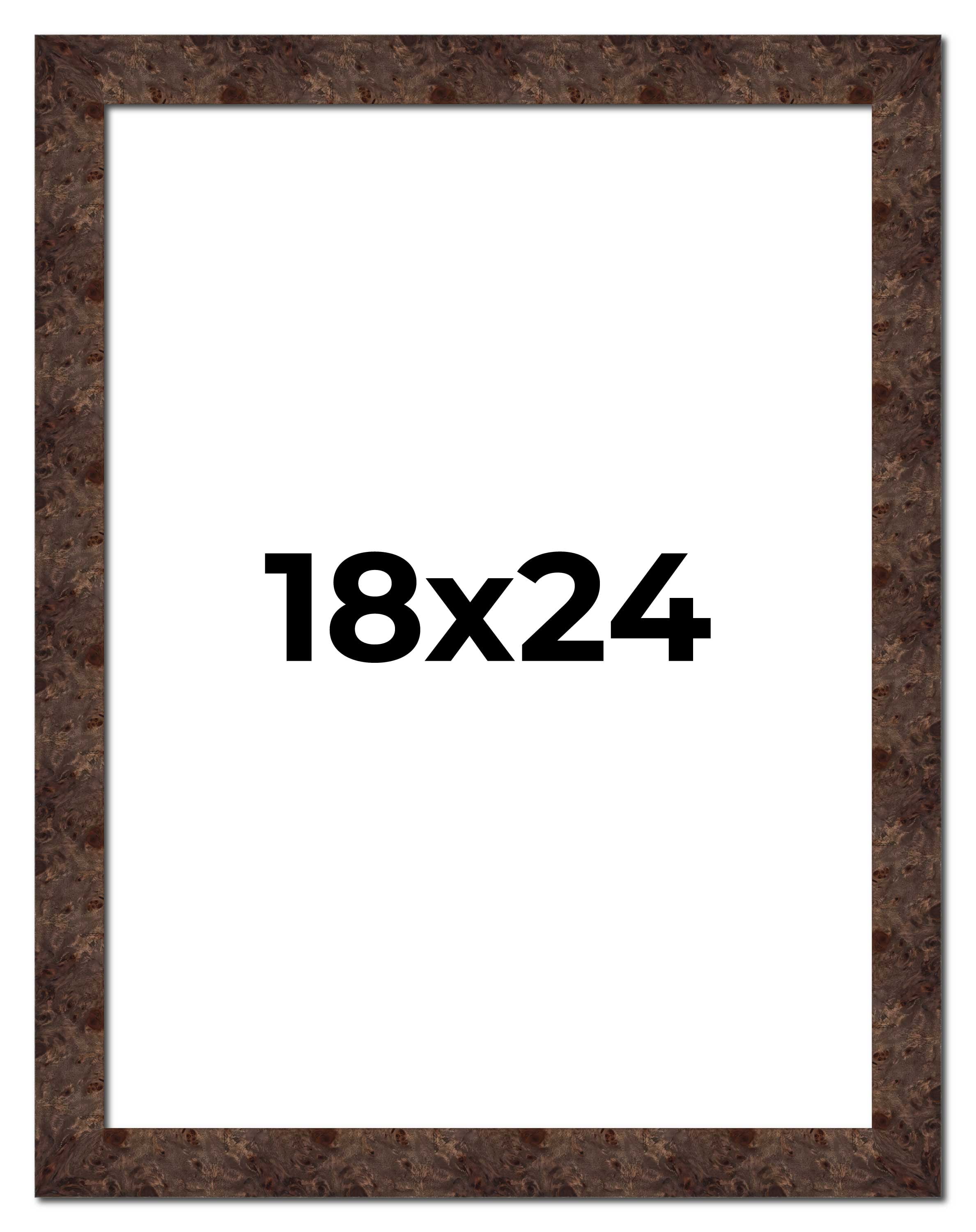 18x24 Frame Brown Burl Real Wood Picture Frame Width 1.625 Inches | Interior Frame Depth 0.5 Inches