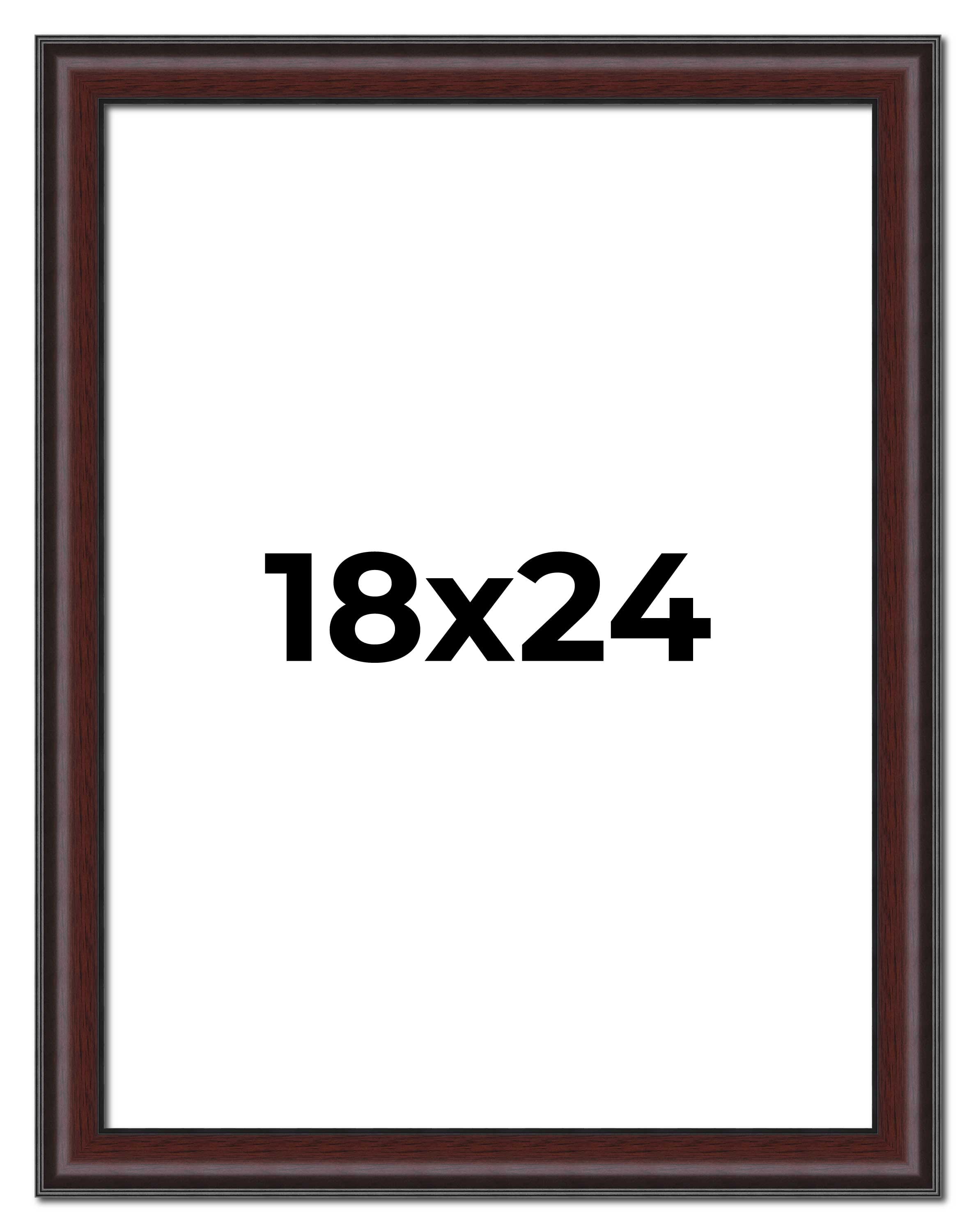 18x24 Frame Brown Round Mahogany Solid Wood Picture Frame | 1.625 Inch Moulding Width | with UV