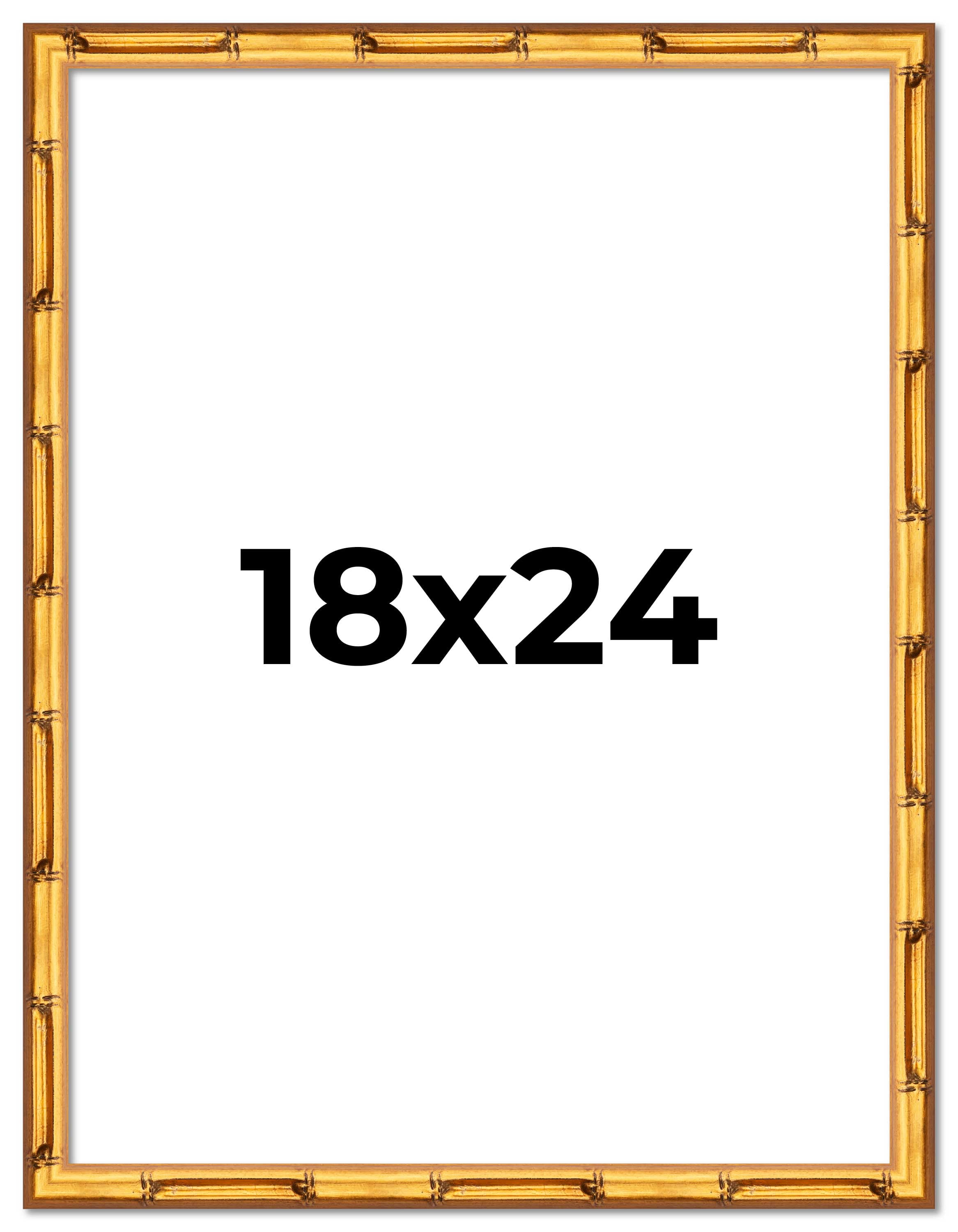 18x24 Frame Gold Bamboo Solid Wood Picture Frame | 0.75 Inch Moulding Width | Interior Frame Depth