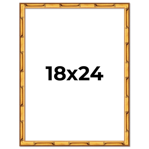 18x24 Frame Gold Bamboo Solid Wood Picture Frame | 1 Inch Moulding Width | Interior Frame Depth