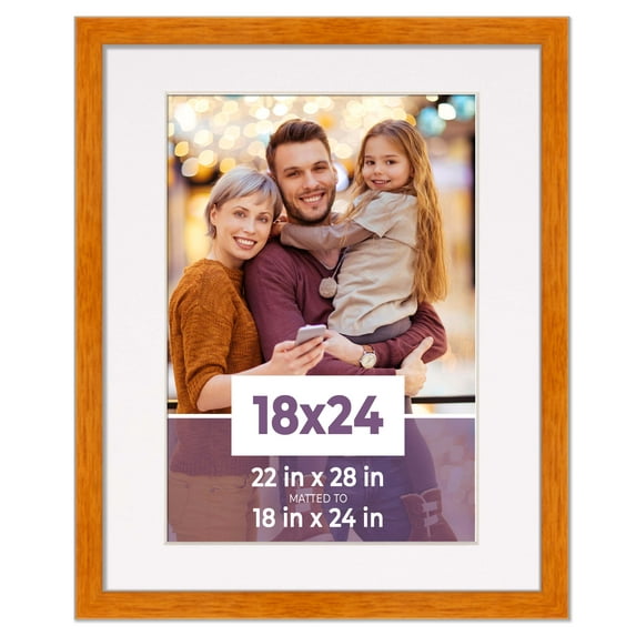 18x24 Frame Honey Pecan With White Picture Mat For 18x24 Photo - Honey Pecan 22x28 Frame To Display