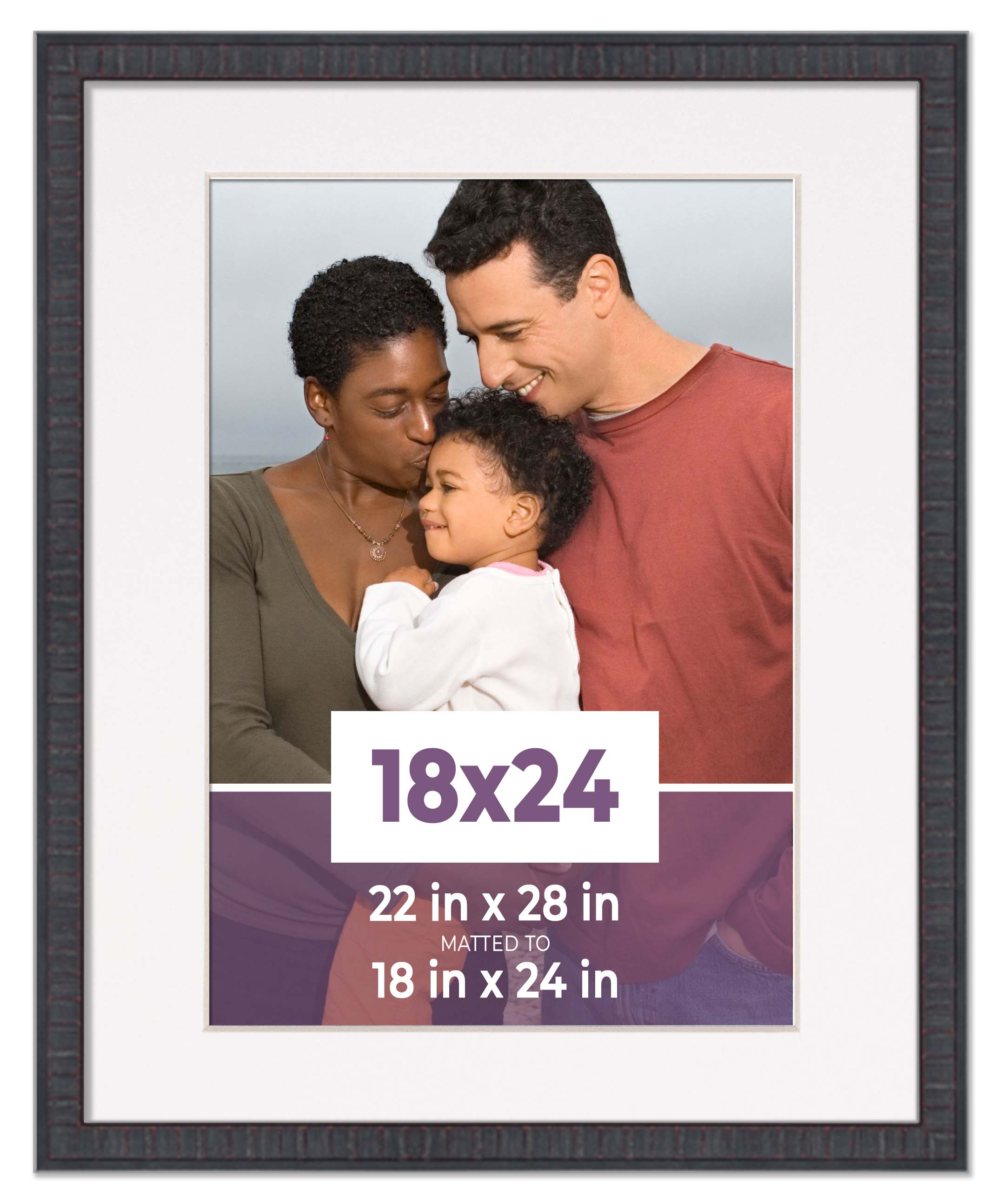 18x24 Frame Mahogany With White Picture Mat For 18x24 Photo - Mahogany 22x28 Frame To Display Print