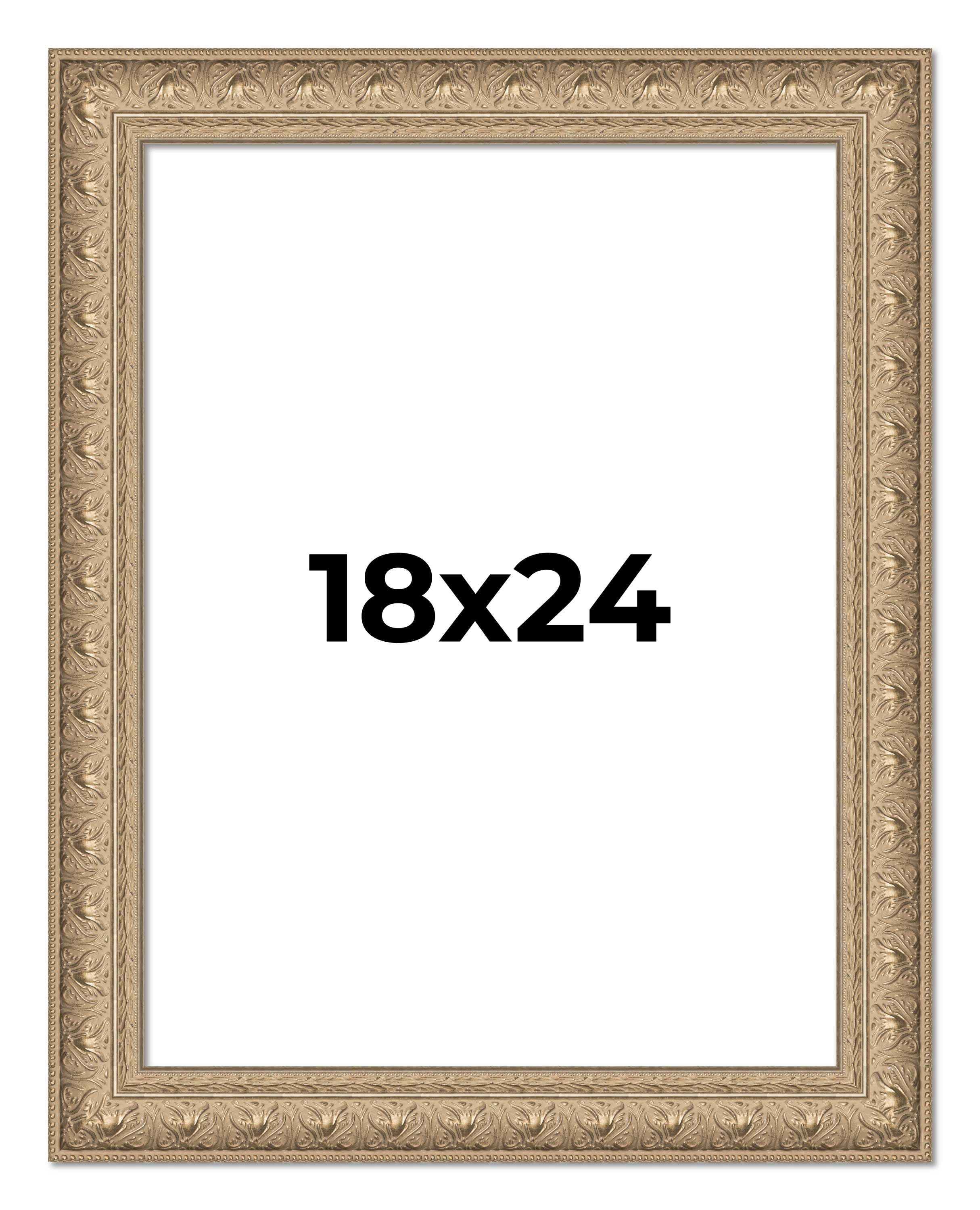 18x24 Frame Ornate Silver Beaded Solid Wood Picture Frame Width 2.5 Inches | Interior Depth 1