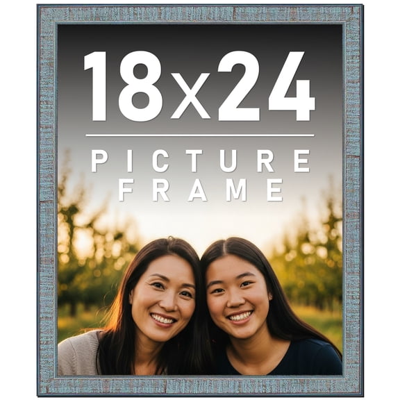 18x24 Frame Rustic Sky Blue Solid Wood Picture Frame | 0.75 Inch Moulding Width |Includes UV