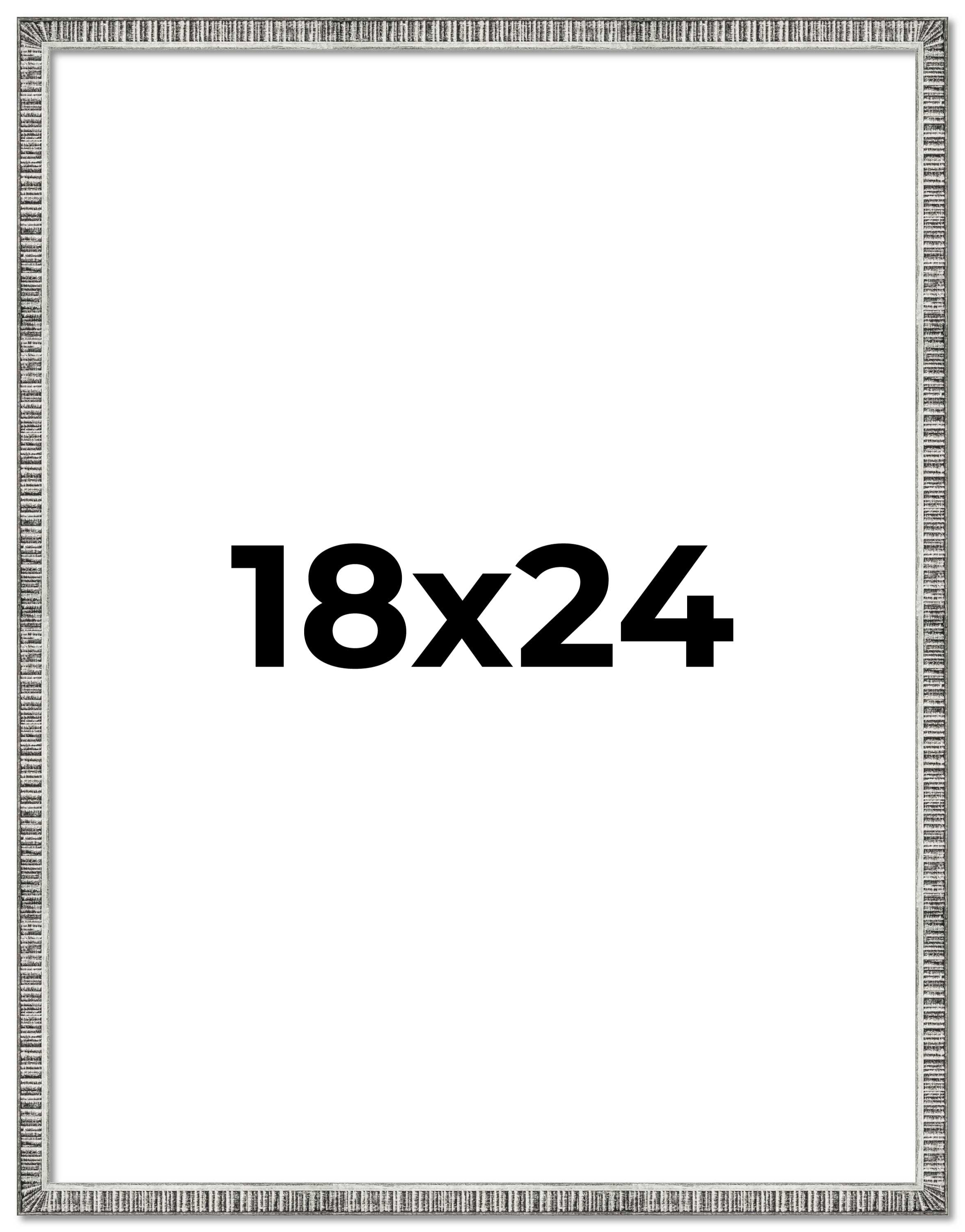 18x24 Frame Silver Grey Distressed Solid Wood Picture Frame | 0.75 Inch Moulding Width | Interior