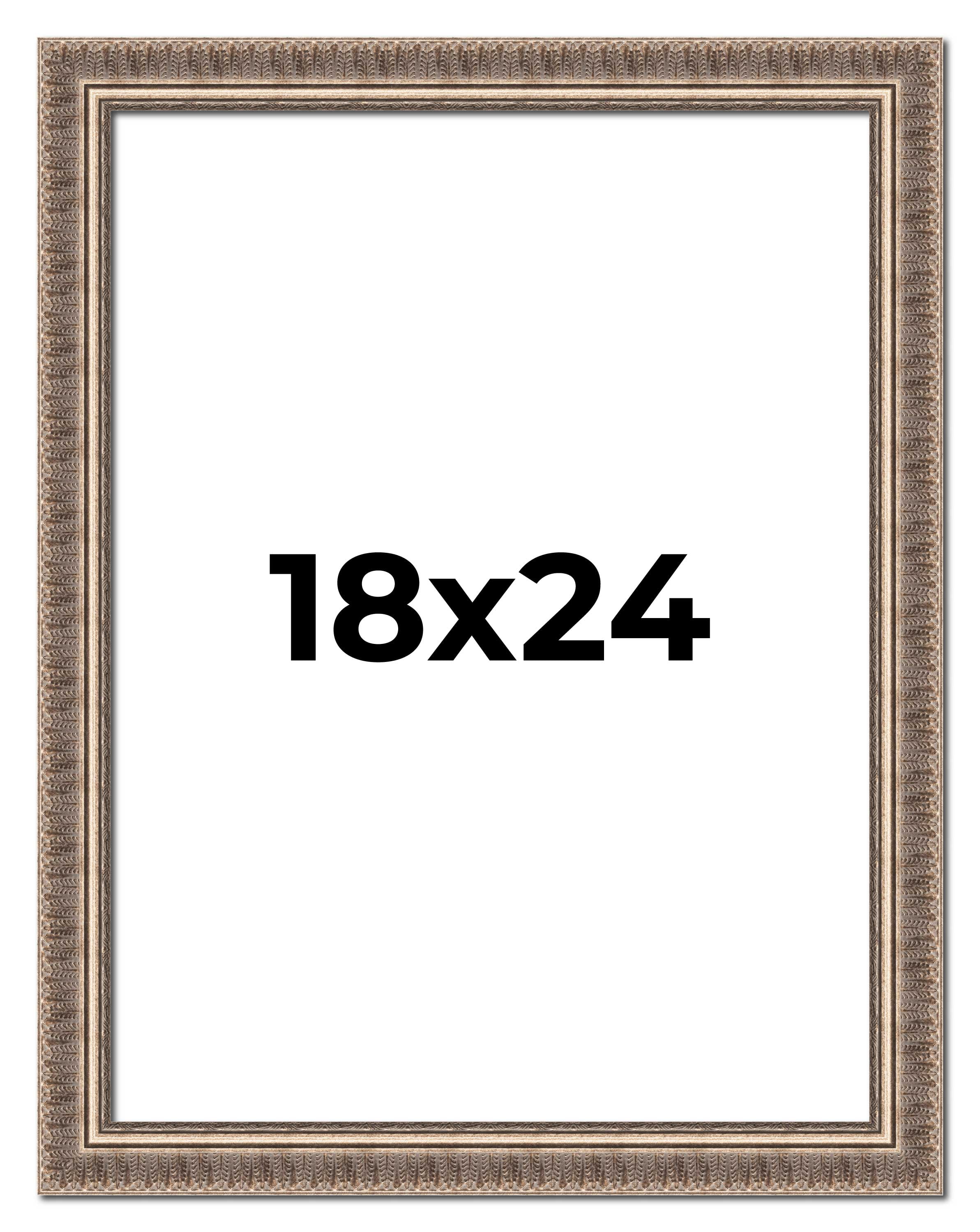 18x24 Frame Silver Harvest Ornate Solid Wood Picture Frame | 1.75 Inch Moulding Width |Mayflower