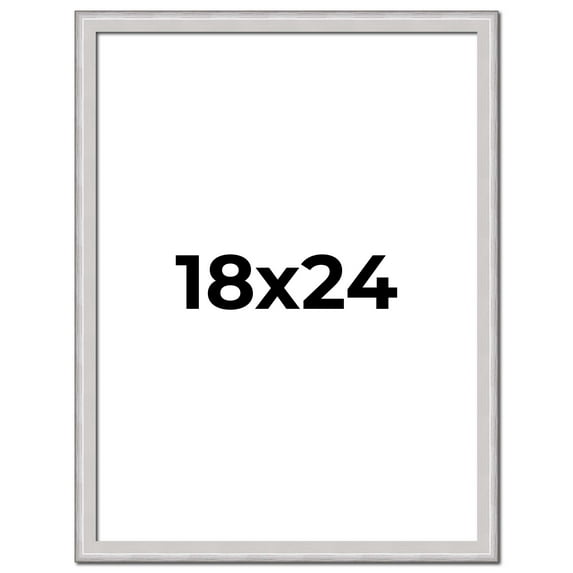 18x24 Frame Silver Inner Slope Bevel Picture Frame | 1 Inch Moulding Width | 0.75 Inch Rabbet Depth