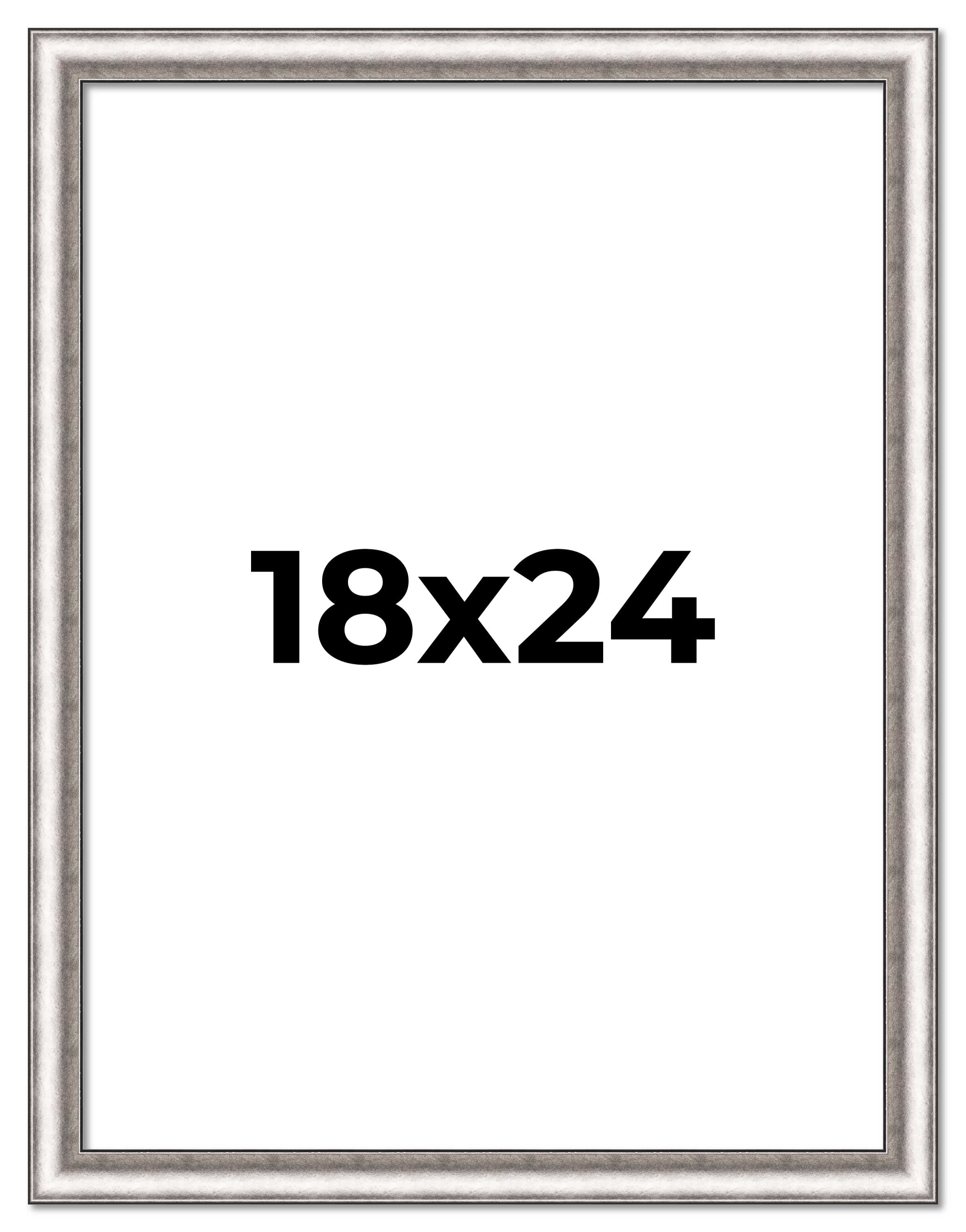 18x24 Frame Silver Real Wood Picture Frame Width 1.25 Inches | Interior Frame Depth 0.5 Inches |