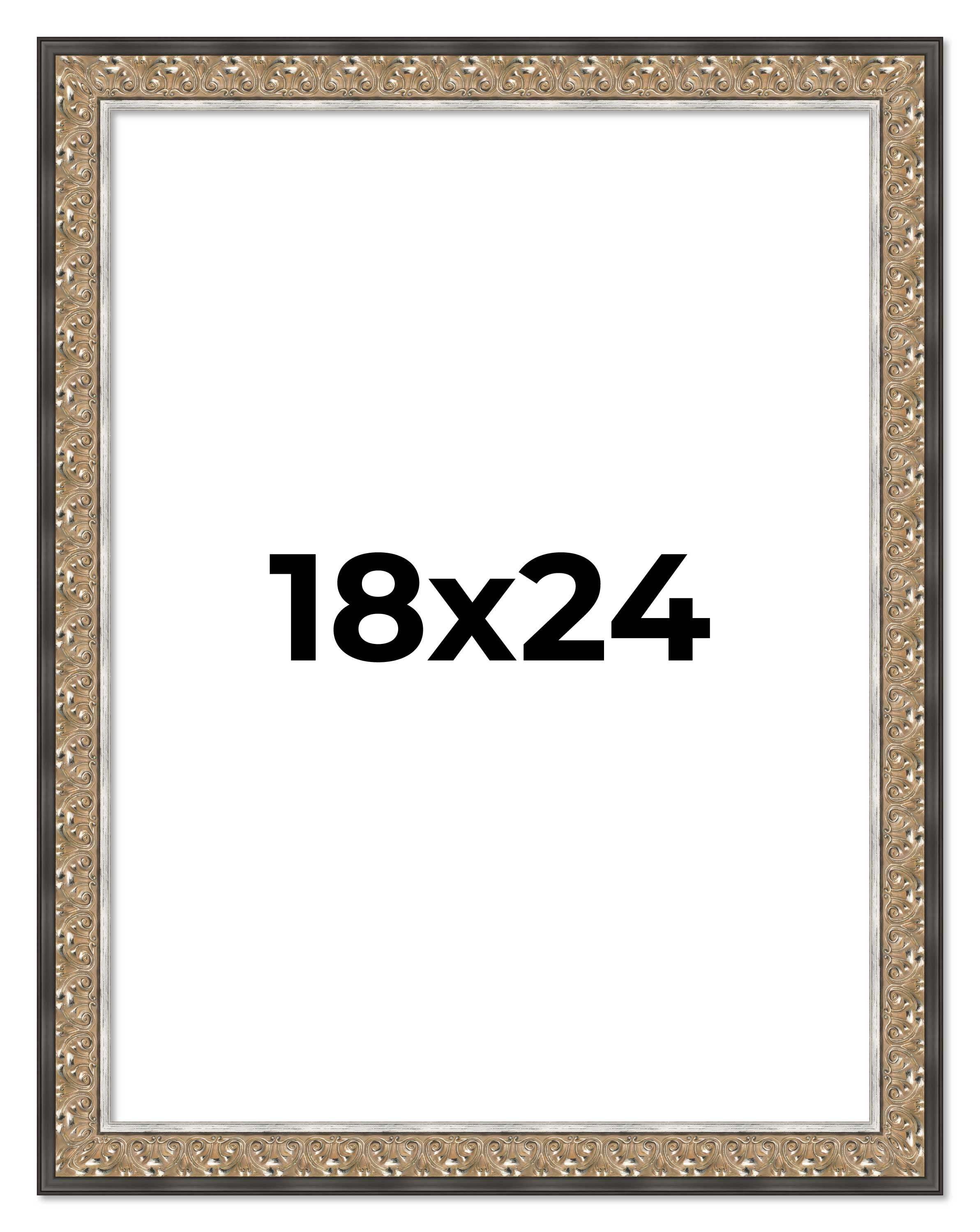 18x24 Frame Silver Real Wood Picture Frame Width 1.75 Inches | Interior Frame Depth 0.5 Inches |