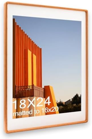18x24 Frame, Solid Cherry Wood Poster Frame with Mat for 16x20 or 18x24 ...
