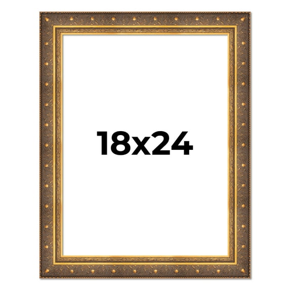 18x24 Frame Vintage Gold Solid Wood Picture Frame | 2.5 Inch Moulding Width | Ornate Bronze Museo