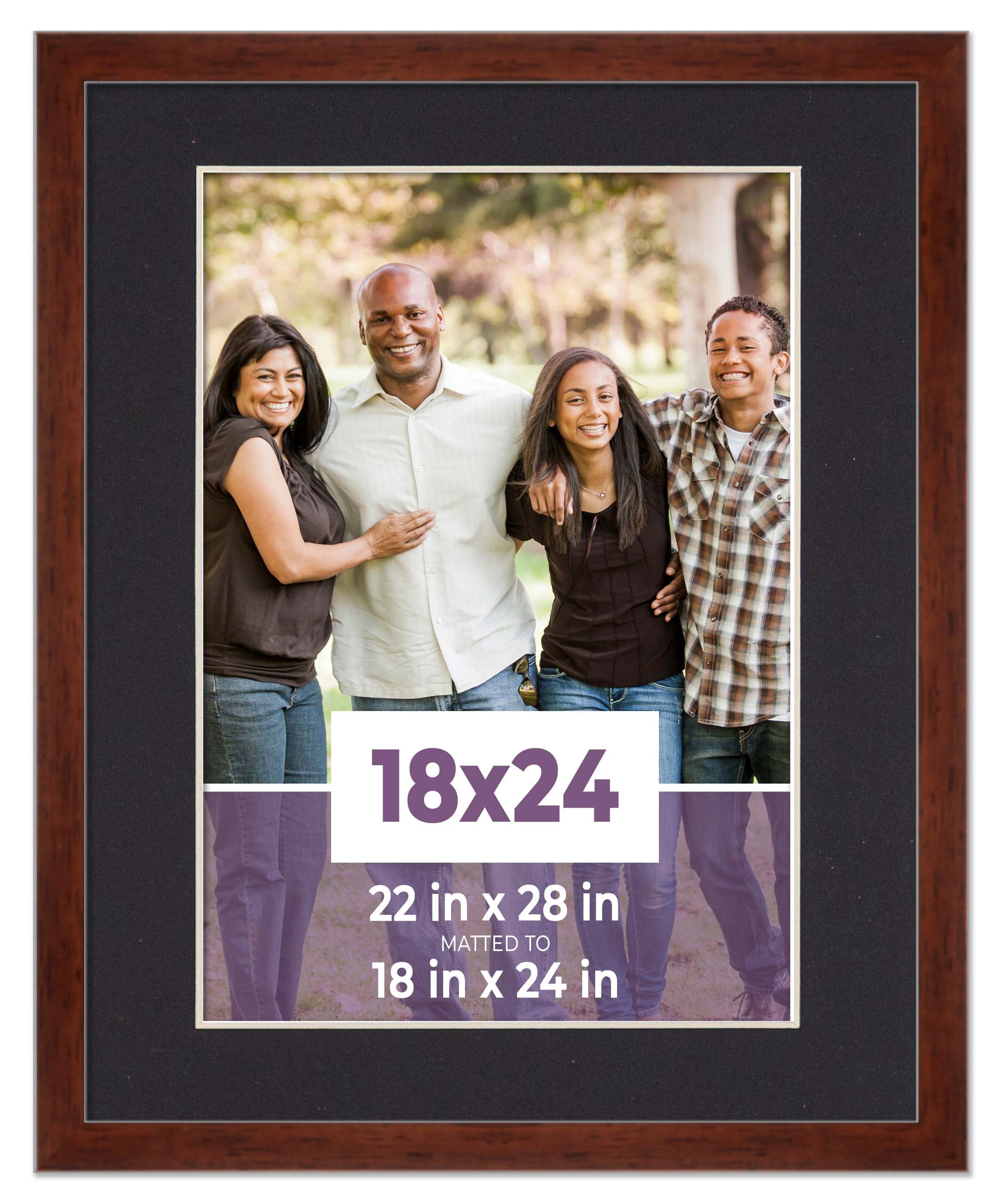 18x24 Frame Walnut With Black Picture Mat For 18x24 Photo - Walnut 22x28 Frame To Display Print or