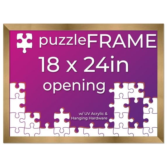 18x24 Frame for Jigsaw Puzzles - Wooden Bronze Puzzle Frame Made to Display Puzzles Measuring 18x24 Inches with UV Acrylic and Hanging Hardware