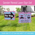 thumbnail image 1 of 18x24 "Gender Reveal Party" double sided lawn sign kit with 6x24 H-stakes. Brightly colored Pink, Blue, Black and Silver on white 'He or She?" sign with Directional Arrow sign included, 1 of 5