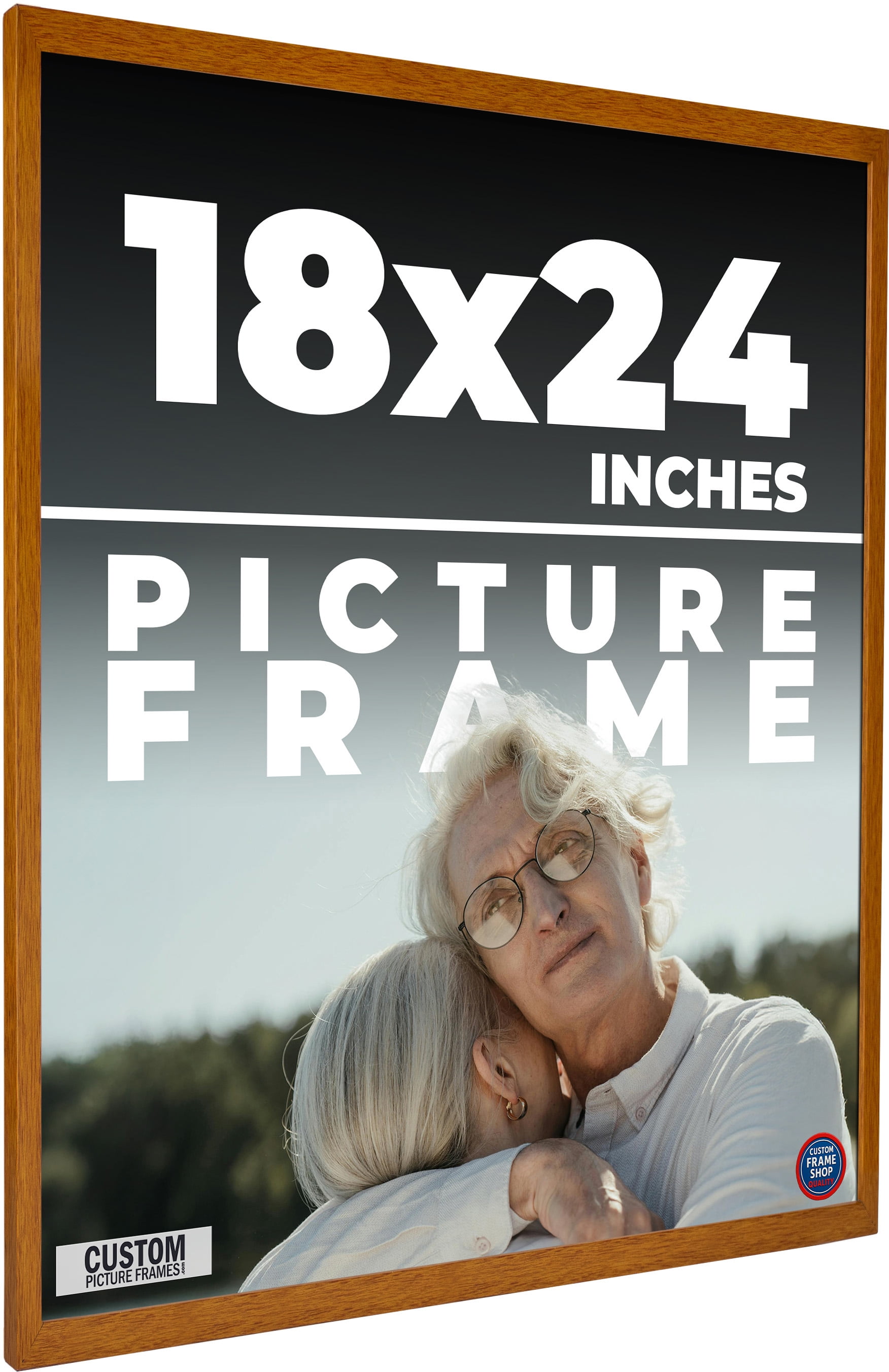18x24 Honey Brown Real Wood Picture Frame Width 0.75 inches | Interior Frame Depth 0.5 inches |