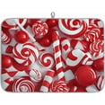 thumbnail image 1 of 18x24 Inch Dish Drying Mat for Kitchen Counter Absorbent Kitchen Mat Xmas Candy Red White Dish Drying Pad Coffee Bar Accessories, 1 of 8