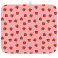 thumbnail image 1 of 18x24 Inch Strawberry Dish Drying Mat Pink Absorbent Kitchen Pad, Reversible Microfiber Drainer Protector for Countertops, Sink Areas, Coffee Bar Summer Fruits Theme, 1 of 6