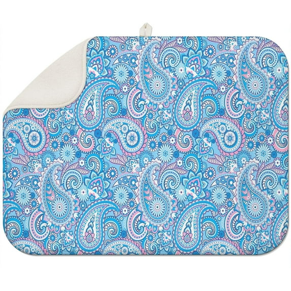 18x24 Inch microfiber boho floral dish drying mat, foldable, decorative and perfect for modern minimalist kitchens
