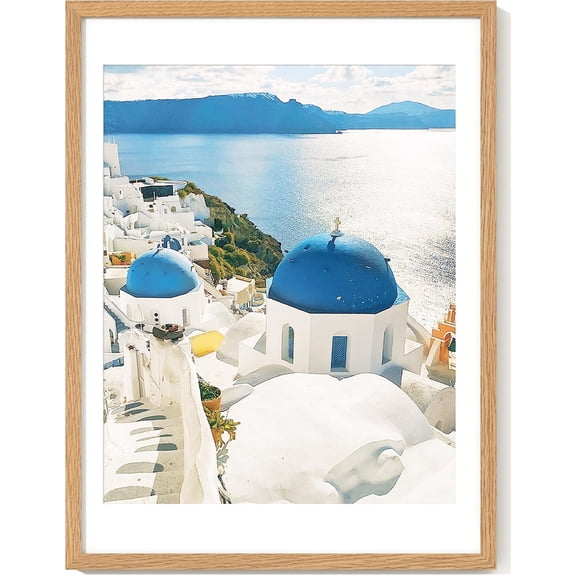 18x24 Oak Wood Poster Frame with Mat and Tempered Glass