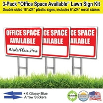 18x24 Office Space Available lawn sign with 6x24 H-stake (3)
