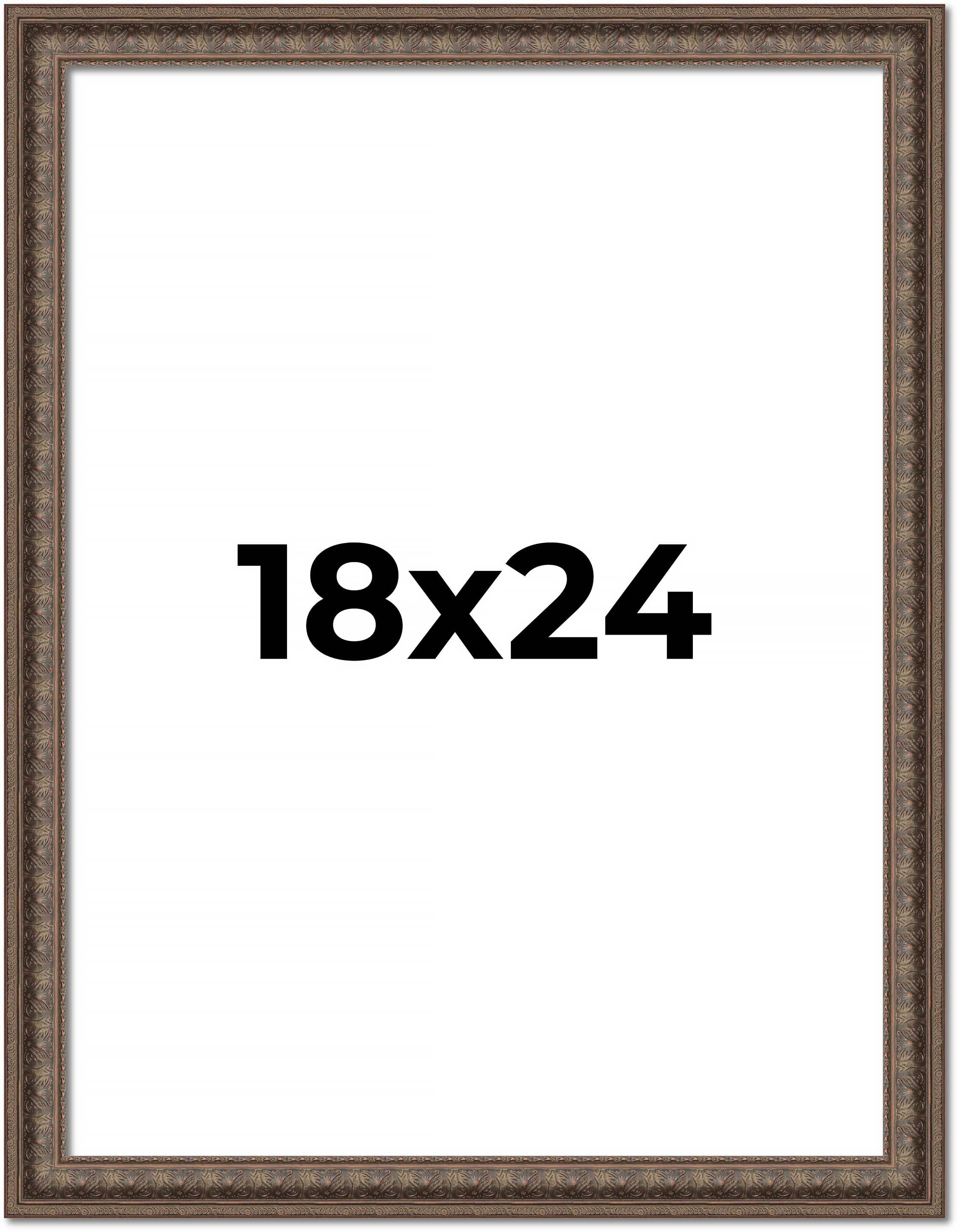 18x24 Ornate Brown Real Wood Picture Frame Width 1.5 Inches | Interior Frame Depth 0.5 Inches |