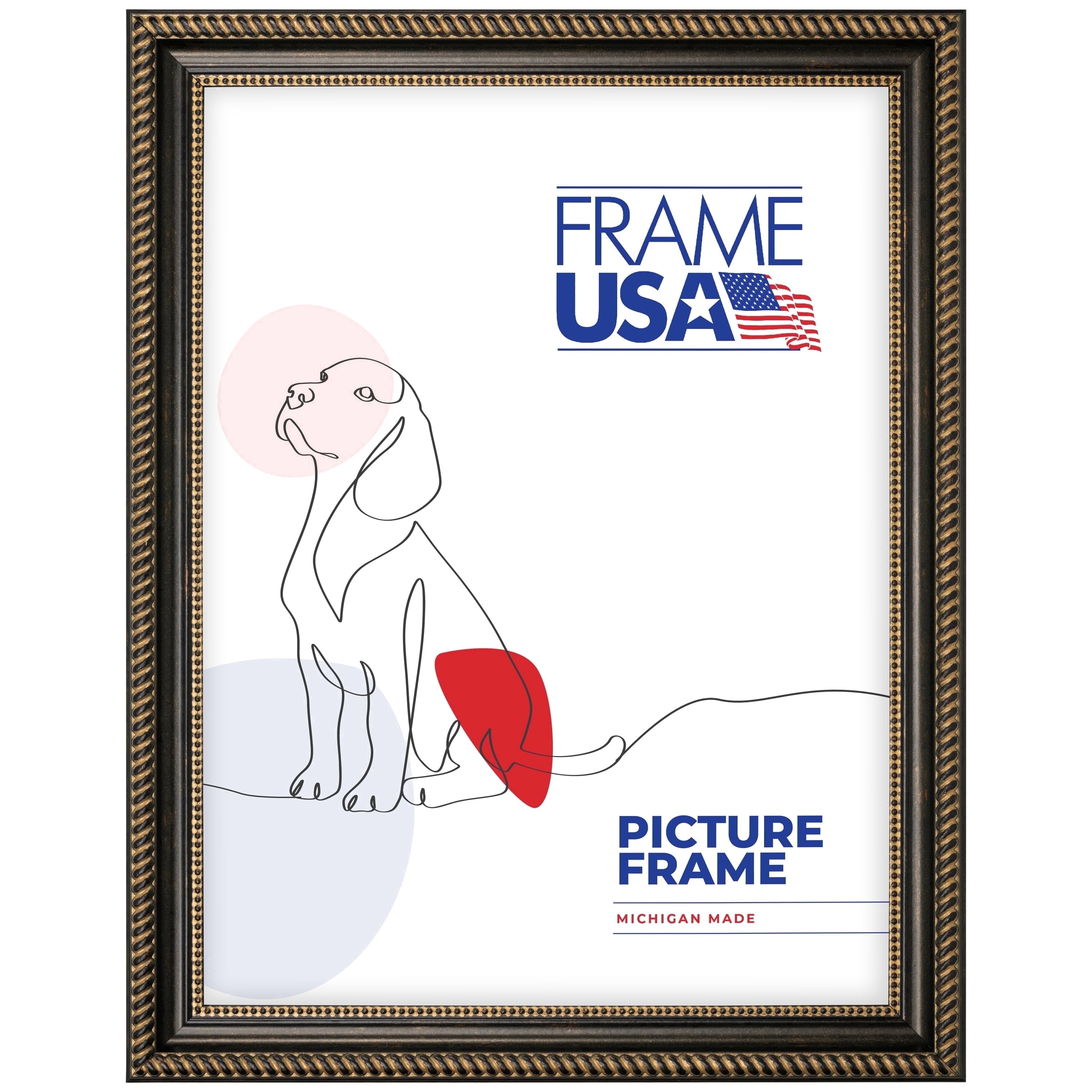 18x24 Picture Frame – Black Napolean Style 21178-902, 2 Inch MDF Moulding, Includes Plexiglass and Backing –&nbsp;Wall Display Frame for Art, Posters, or Photos – Frame USA