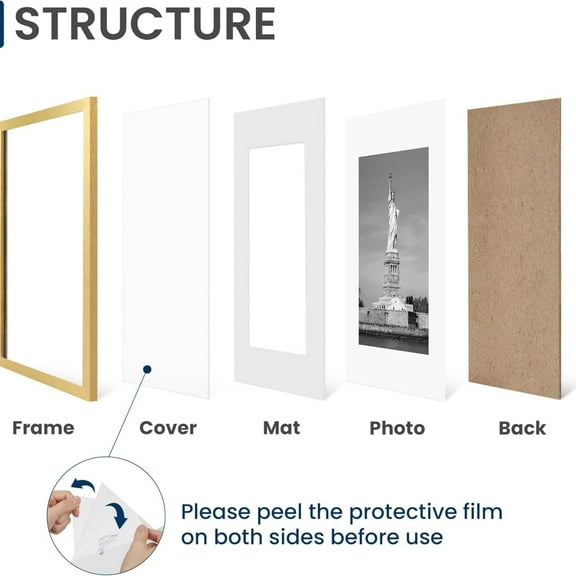 18x24 Picture Frame, Display Poster 16x20 with Mat or 18 x 24 Without Mat, Wall Gallery Photo Frames, Gold, 2 Pack